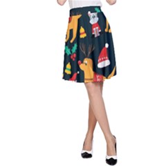 Funny Christmas Pattern Background A-line Skirt by Ket1n9