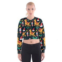 Funny Christmas Pattern Background Cropped Sweatshirt by Ket1n9