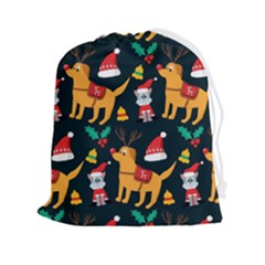 Funny Christmas Pattern Background Drawstring Pouch (2xl) by Ket1n9