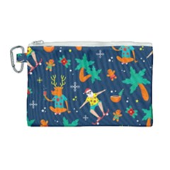 Colorful Funny Christmas Pattern Canvas Cosmetic Bag (large) by Ket1n9
