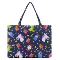 Colorful Funny Christmas Pattern Zipper Medium Tote Bag by Ket1n9