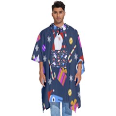 Colorful Funny Christmas Pattern Men s Hooded Rain Ponchos by Ket1n9