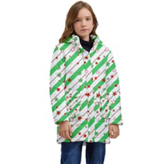 Christmas Paper Stars Pattern Texture Background Colorful Colors Seamless Kids  Hooded Longline Puffer Jacket by Ket1n9