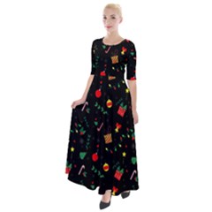 Christmas Pattern Texture Colorful Wallpaper Half Sleeves Maxi Dress by Ket1n9