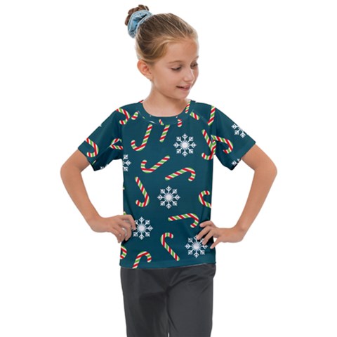 Christmas Seamless Pattern With Candies Snowflakes Kids  Mesh Piece T-shirt by Ket1n9