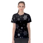 Christmas Snowflake Seamless Pattern With Tiled Falling Snow Women s Sport Mesh T-Shirt