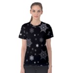 Christmas Snowflake Seamless Pattern With Tiled Falling Snow Women s Cotton T-Shirt