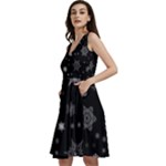 Christmas Snowflake Seamless Pattern With Tiled Falling Snow Sleeveless V-Neck Skater Dress with Pockets