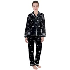 Christmas Snowflake Seamless Pattern With Tiled Falling Snow Women s Long Sleeve Satin Pajamas Set	 by Ket1n9