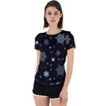 Christmas Snowflake Seamless Pattern With Tiled Falling Snow Back Cut Out Sport T-Shirt