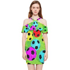 Balls Colors Shoulder Frill Bodycon Summer Dress by Ket1n9