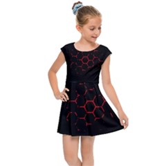 Abstract Pattern Honeycomb Kids  Cap Sleeve Dress by Ket1n9