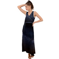 Cosmos-dark-hd-wallpaper-milky-way V-neck Chiffon Maxi Dress by Ket1n9