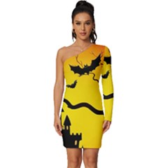 Halloween Night Terrors Long Sleeve One Shoulder Mini Dress by Ket1n9