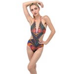 Casanova Abstract Art-colors Cool Druffix Flower Freaky Trippy Plunging Cut Out Swimsuit