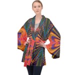 Casanova Abstract Art-colors Cool Druffix Flower Freaky Trippy Long Sleeve Velvet Kimono 