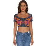 Casanova Abstract Art-colors Cool Druffix Flower Freaky Trippy Short Sleeve Square Neckline Crop Top 