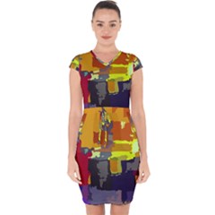 Abstract-vibrant-colour Capsleeve Drawstring Dress  by Ket1n9