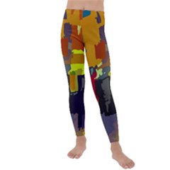 Abstract-vibrant-colour Kids  Lightweight Velour Leggings by Ket1n9