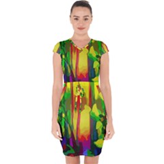 Abstract-vibrant-colour-botany Capsleeve Drawstring Dress  by Ket1n9