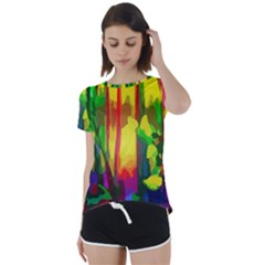 Abstract-vibrant-colour-botany Short Sleeve Open Back T-shirt by Ket1n9