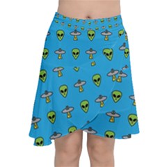 Alien Pattern Chiffon Wrap Front Skirt by Ket1n9