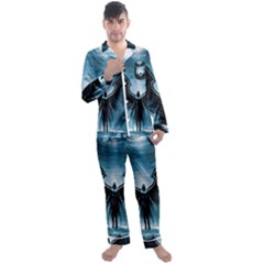 Rising Angel Fantasy Men s Long Sleeve Satin Pajamas Set by Ket1n9