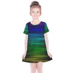 Blue And Green Lines Kids  Simple Cotton Dress by Ket1n9