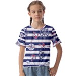 Seamless-marine-pattern Kids  Cuff Sleeve Scrunch Bottom T-Shirt