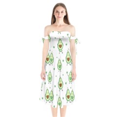Cute-seamless-pattern-with-avocado-lovers Shoulder Tie Bardot Midi Dress by Ket1n9