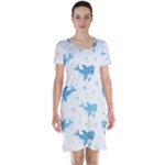 Seamless-pattern-with-cute-sharks-hearts Short Sleeve Nightdress