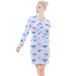 Seamless-pattern-with-cute-sharks-hearts Button Long Sleeve Dress
