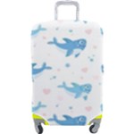 Seamless-pattern-with-cute-sharks-hearts Luggage Cover (Large)