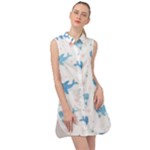Seamless-pattern-with-cute-sharks-hearts Sleeveless Shirt Dress