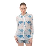 Seamless-pattern-with-cute-sharks-hearts Long Sleeve Chiffon Shirt