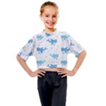 Seamless-pattern-with-cute-sharks-hearts Kids Mock Neck T-Shirt