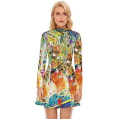 Multicolor Anime Colors Colorful Long Sleeve Velour Longline Dress by Ket1n9