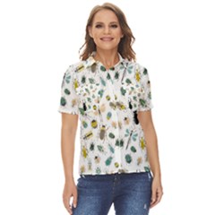 Insect Animal Pattern Women s Short Sleeve Double Pocket Shirt