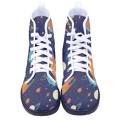 Space Galaxy Planet Universe Stars Night Fantasy Women s High-top Canvas Sneakers by Ket1n9