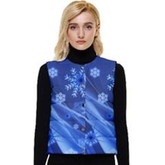 Christmas-card-greeting-card-star Women s Button Up Puffer Vest by Grandong