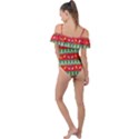 Christmas-papers-red-and-green Frill Detail One Piece Swimsuit View2