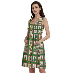 Christmas-paper-christmas-pattern Sleeveless Dress With Pocket by Grandong