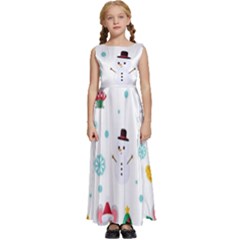 Christmas-seamless-pattern-with-cute-kawaii-mouse Kids  Satin Sleeveless Maxi Dress by Grandong