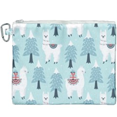 Christmas-tree-cute-lama-with-gift-boxes-seamless-pattern Canvas Cosmetic Bag (xxxl) by Grandong