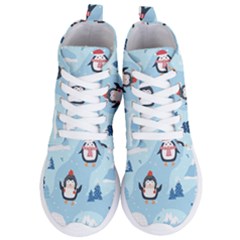 Christmas-seamless-pattern-with-penguin Women s Lightweight High Top Sneakers by Grandong