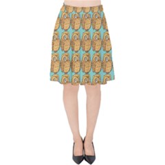 Owl-stars-pattern-background Velvet High Waist Skirt by Grandong