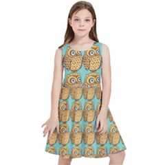 Owl-pattern-background Kids  Skater Dress by Grandong