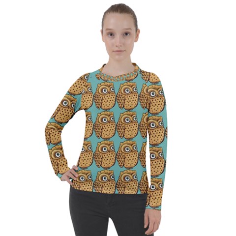 Seamless Cute Colourfull Owl Kids Pattern Women s Pique Long Sleeve T-shirt by Grandong