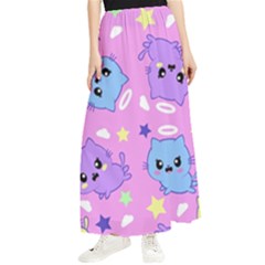 Seamless Pattern With Cute Kawaii Kittens Maxi Chiffon Skirt by Grandong