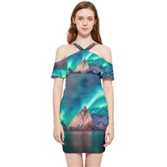 Amazing Aurora Borealis Colors Shoulder Frill Bodycon Summer Dress by Grandong